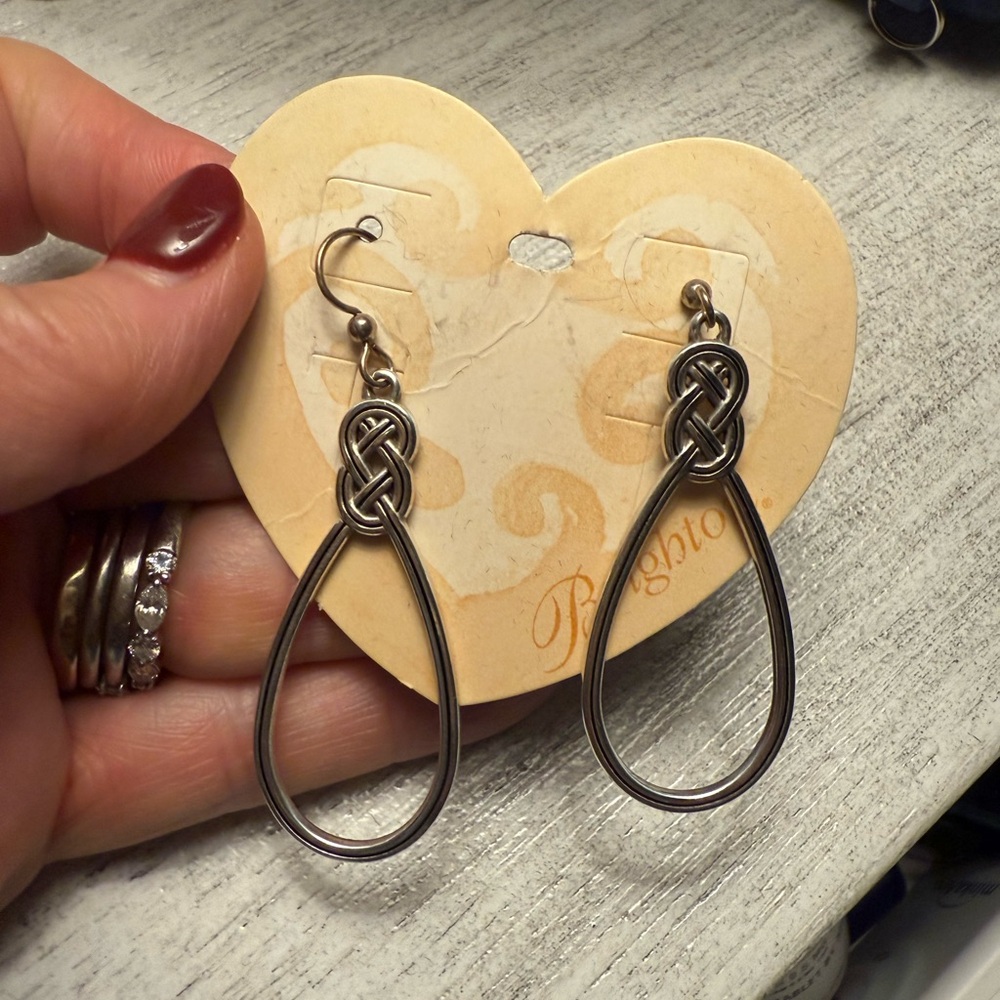 Brighton Silver Teardrop Earrings with Knot Design